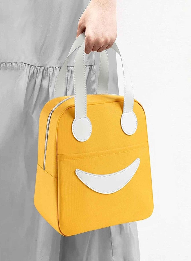 Nightstar Thermal Insulated Travel Lunch Bags Small for Women Work, Student Kids to School Leak-Proof Hot Cold Lunch Bag Reusable Tote Bag (1 Pc) (Smiley Bag Small-Yellow) - Image 3
